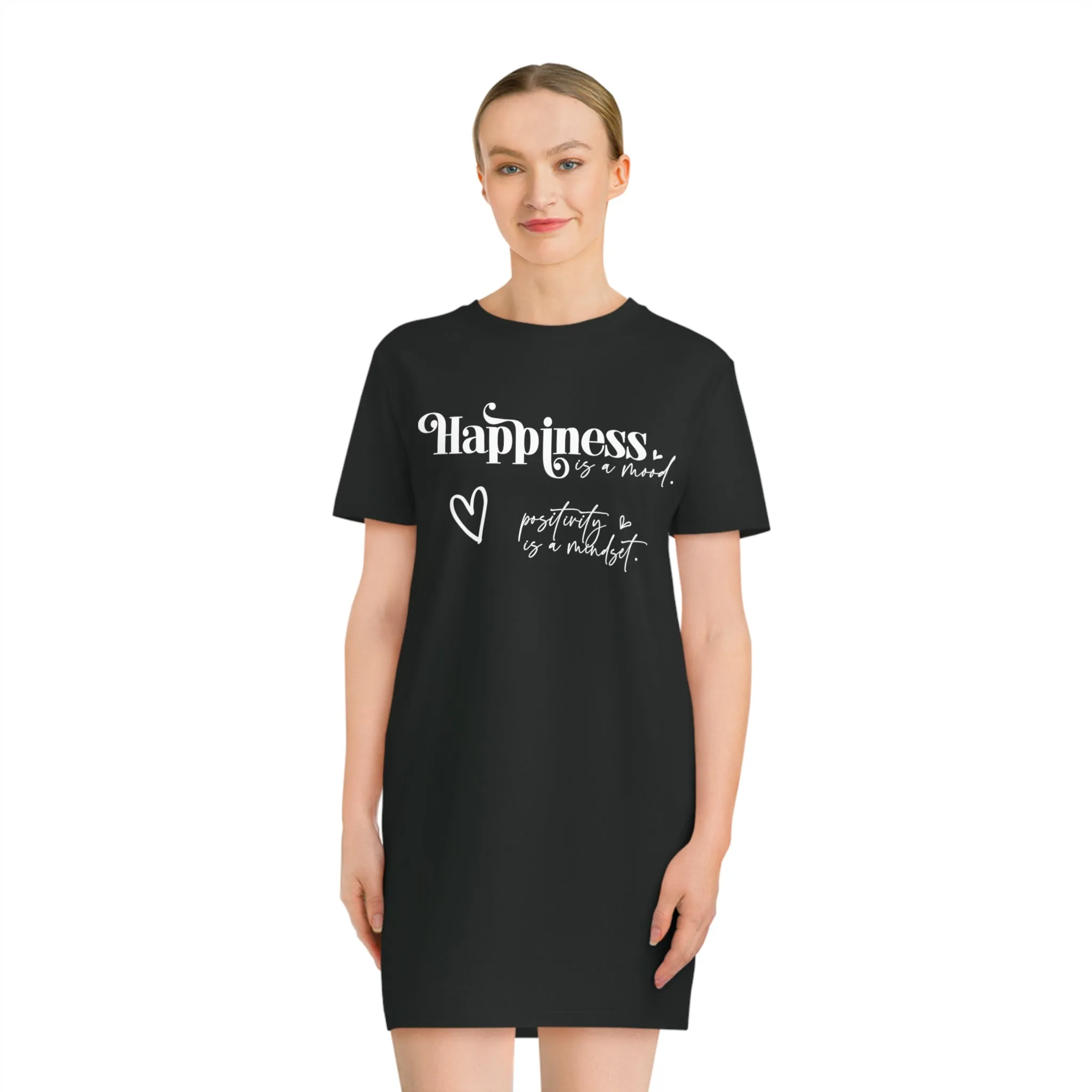 Happiness is a Mood, Women's Spinner T-Shirt Dress, Printed