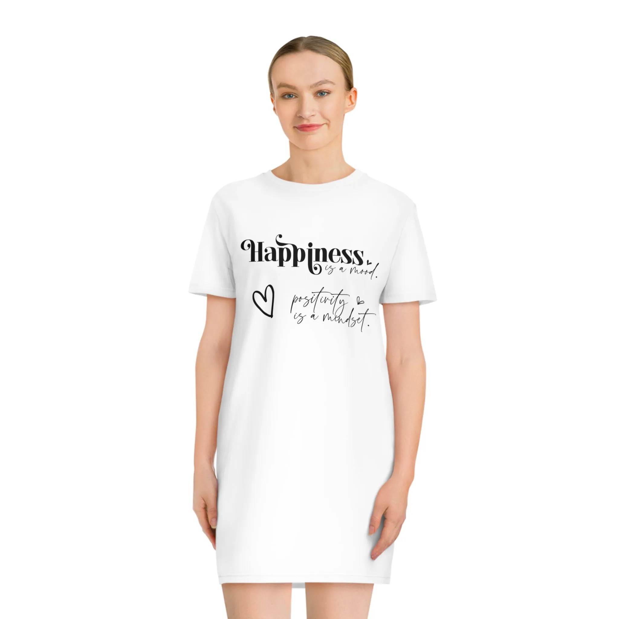 Happiness is a Mood, Women's Spinner T-Shirt Dress, Printed