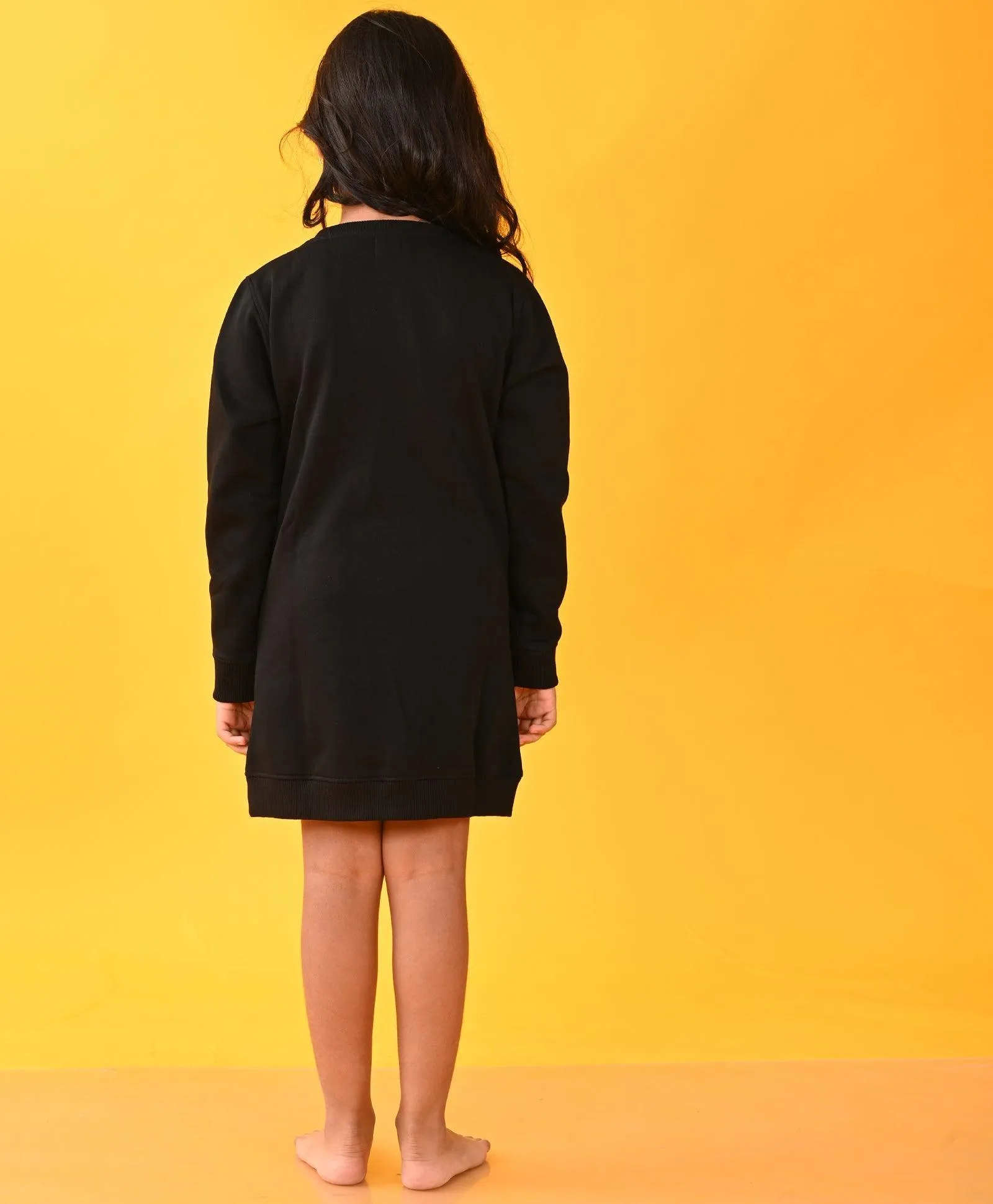 HEART SWEATSHIRT FLEECE  DRESS D - BLACK