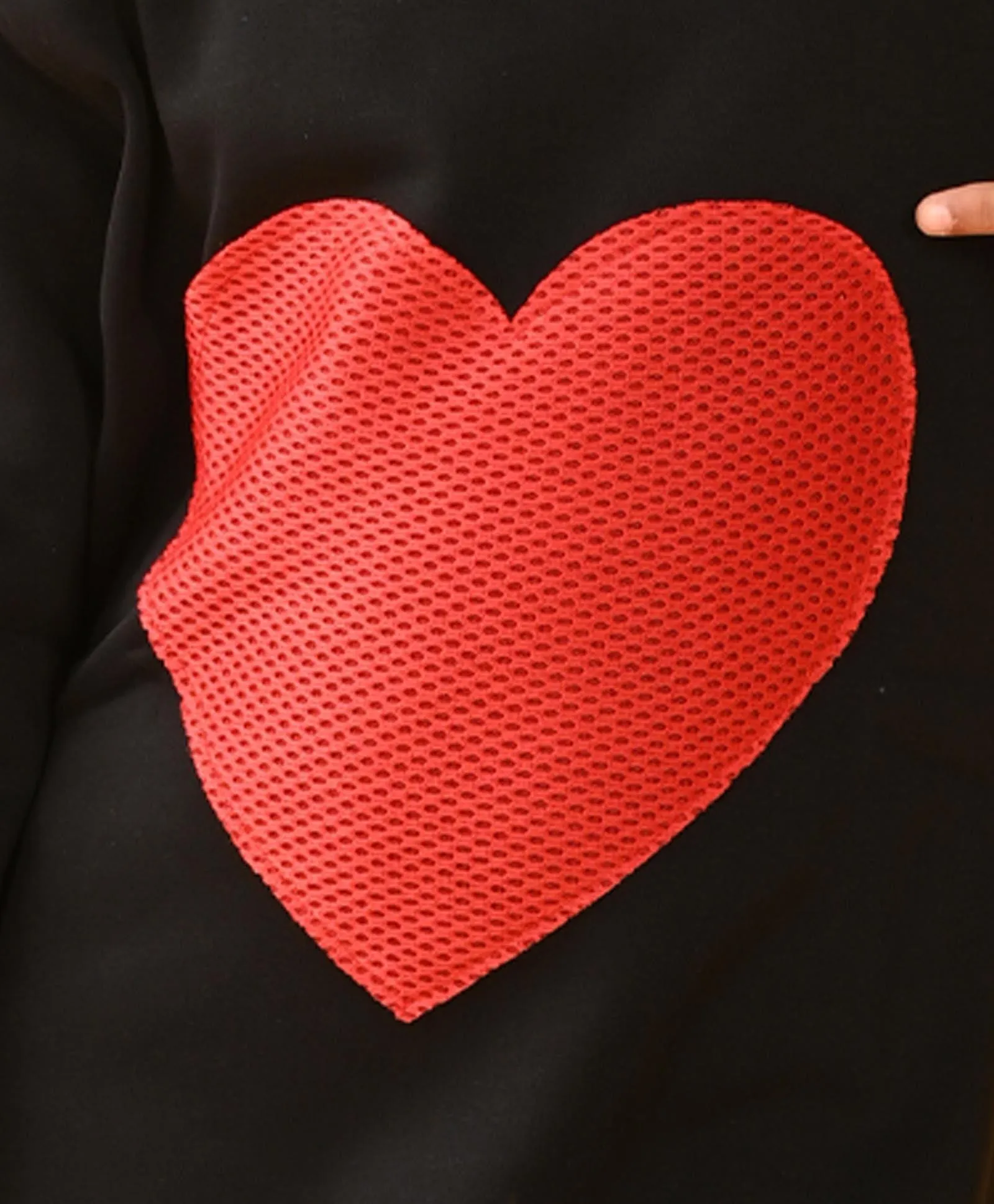 HEART SWEATSHIRT FLEECE  DRESS D - BLACK