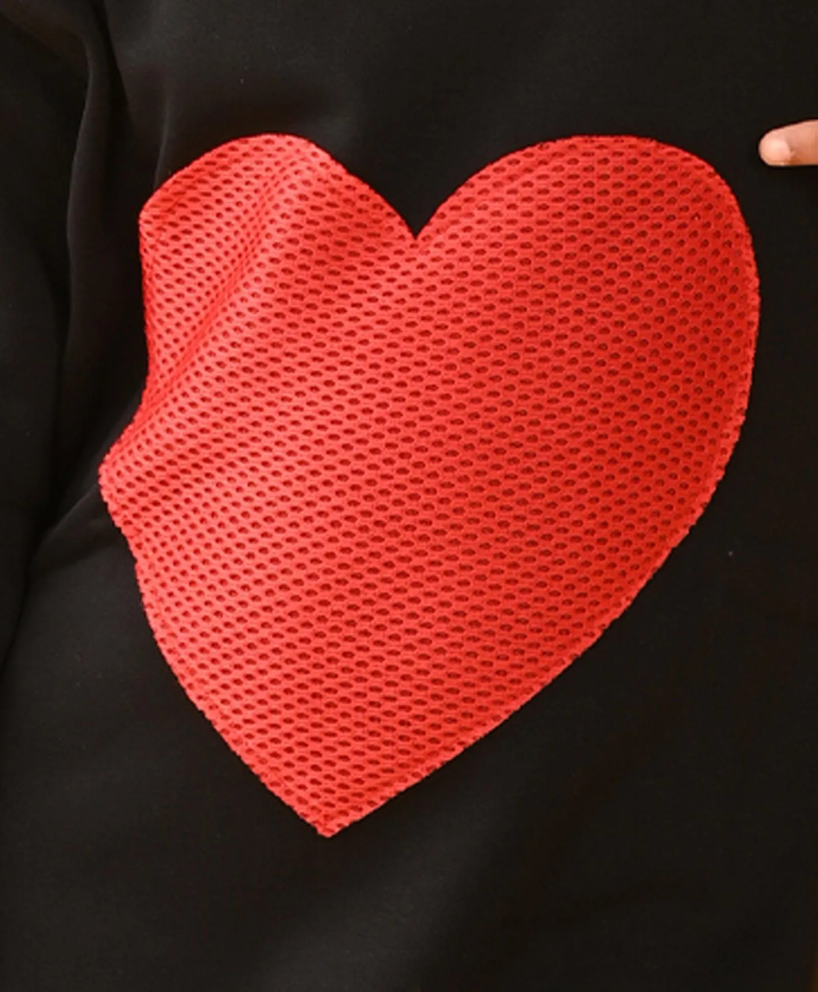 HEART SWEATSHIRT FLEECE  DRESS D - BLACK