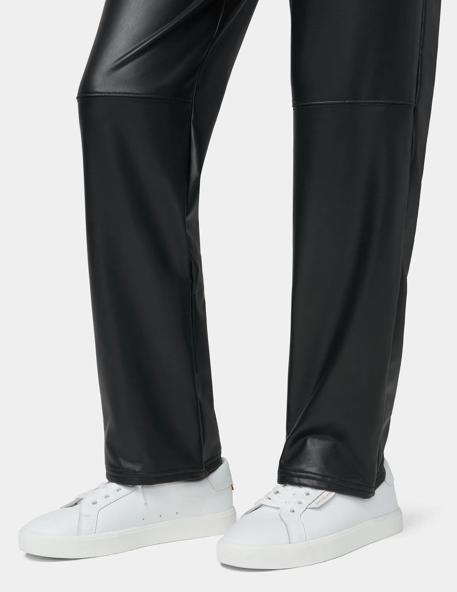 Hi-Rise Straight Leather Pants