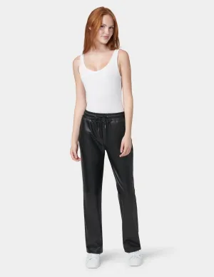Hi-Rise Straight Leather Pants