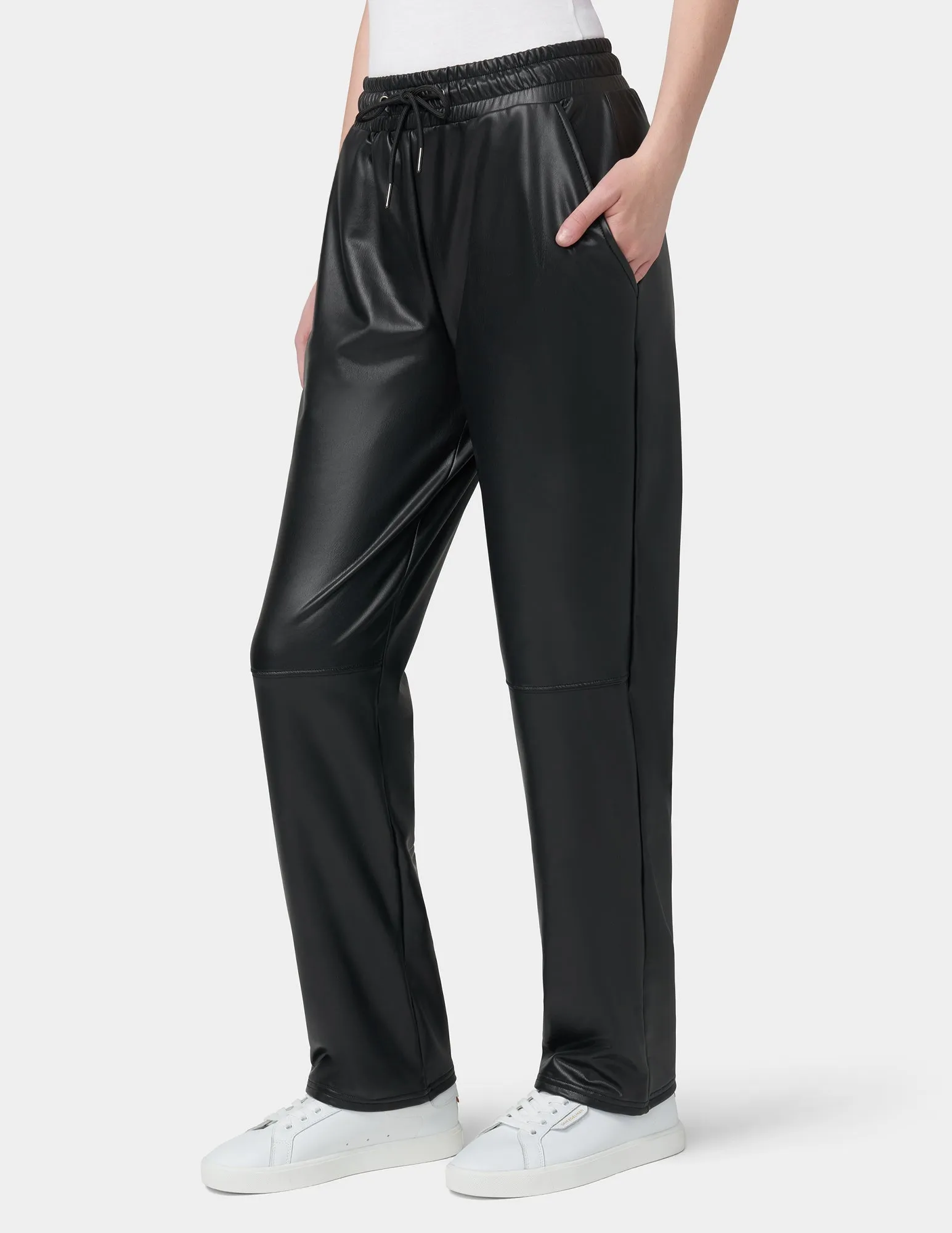 Hi-Rise Straight Leather Pants