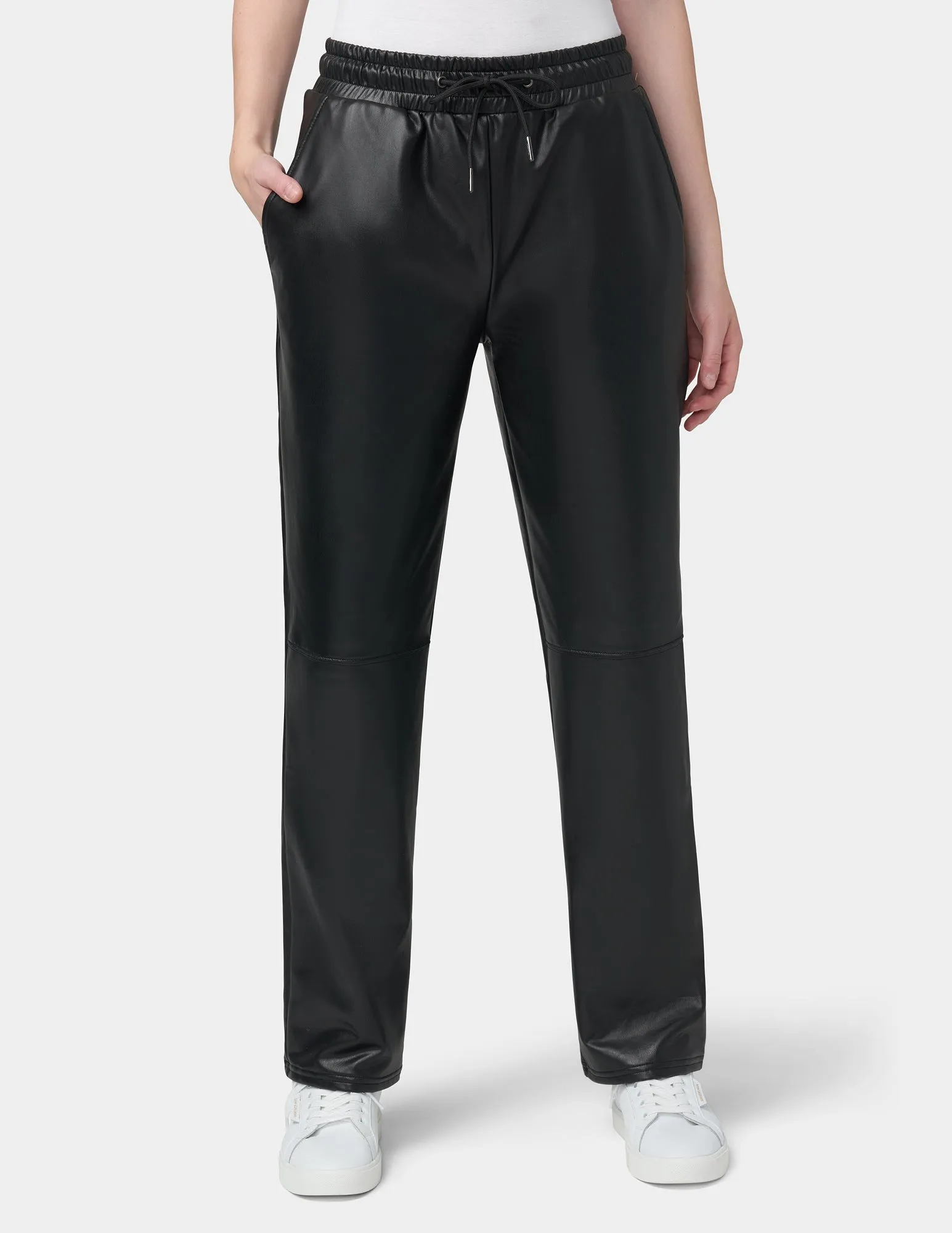 Hi-Rise Straight Leather Pants