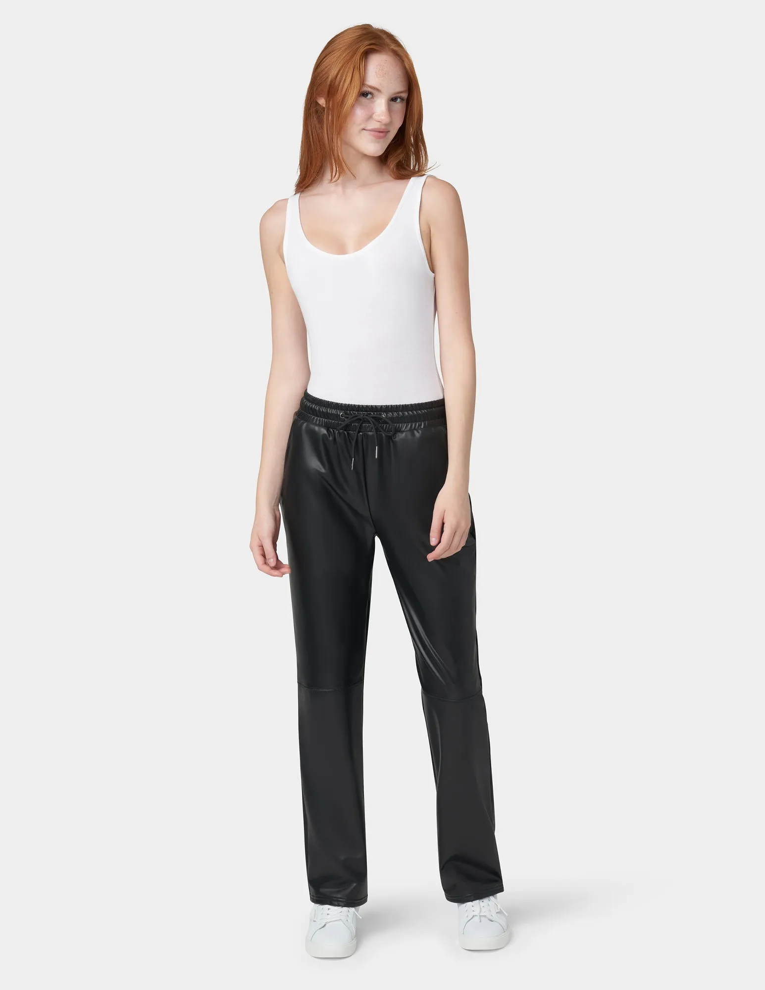 Hi-Rise Straight Leather Pants