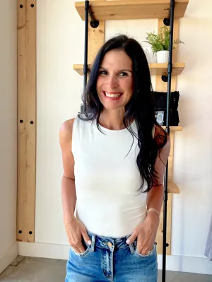 High Neck Bodysuit in White