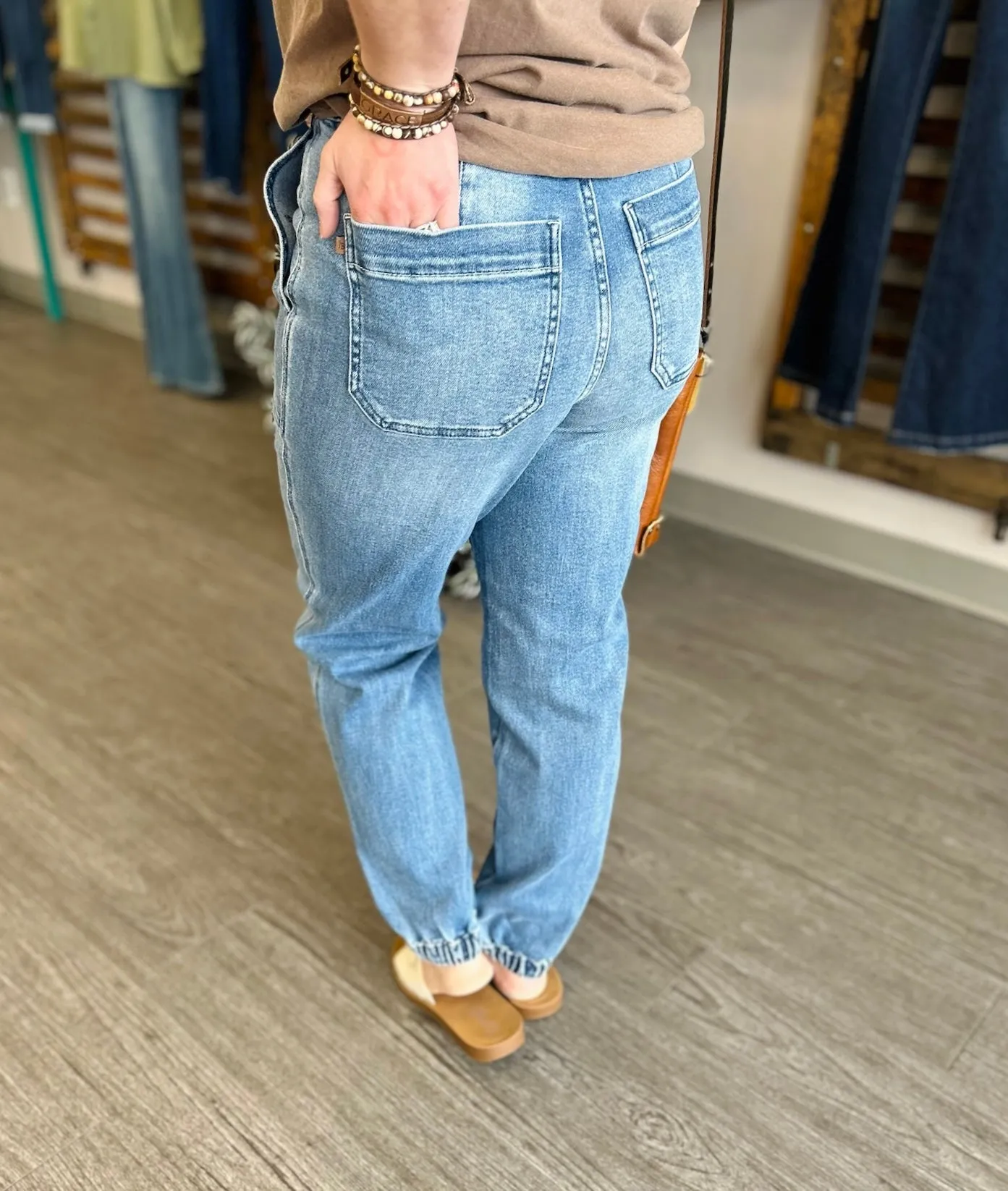 High Waisted Denim Jogger