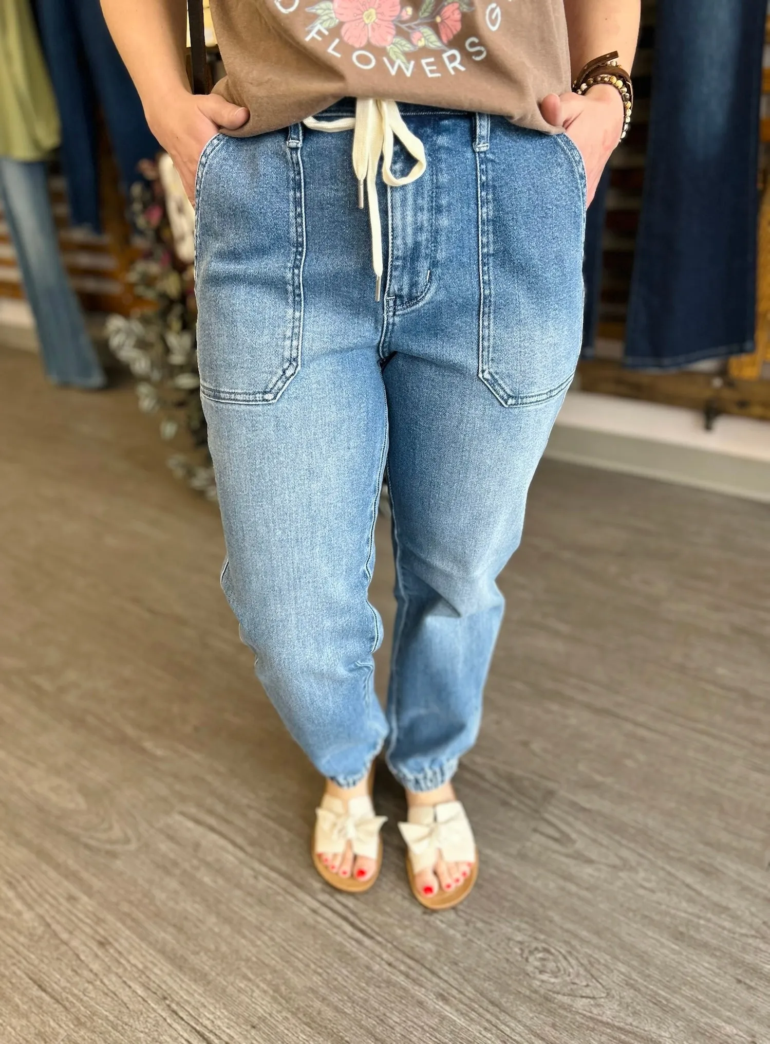 High Waisted Denim Jogger