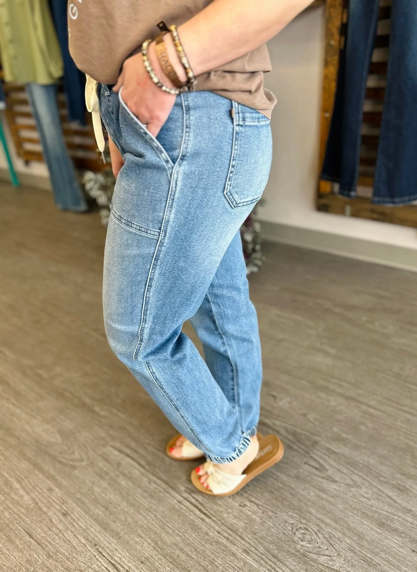 High Waisted Denim Jogger