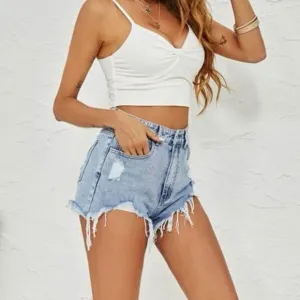 High Waisted Distressed Shorts