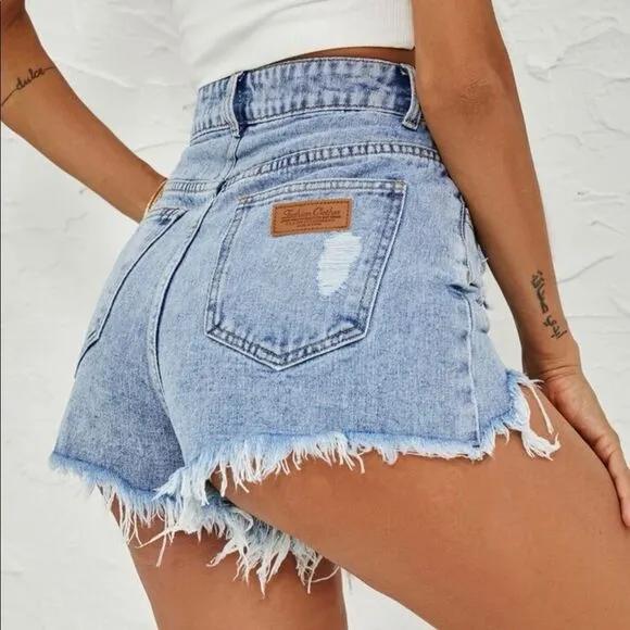 High Waisted Distressed Shorts