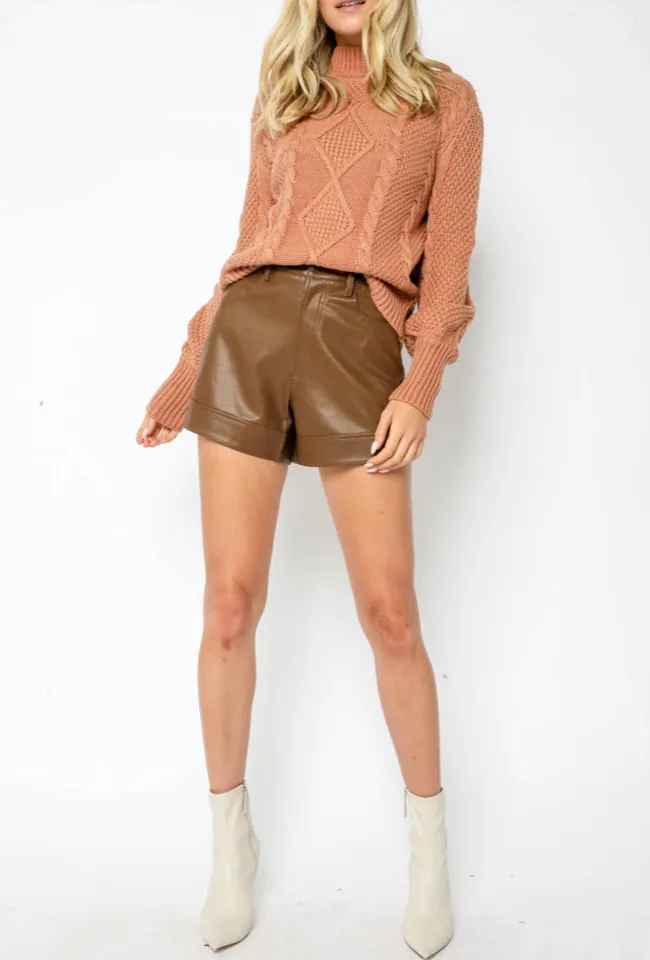 High Waisted Faux Leather Shorts