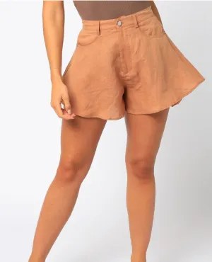 High Waisted Flounce Hem Shorts