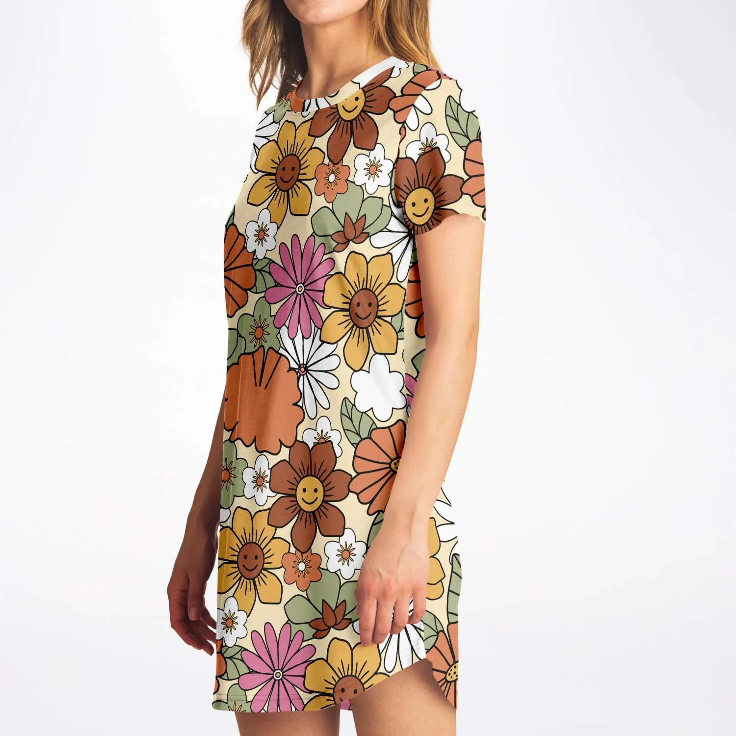 Hippie Flower Power Tshirt Dress