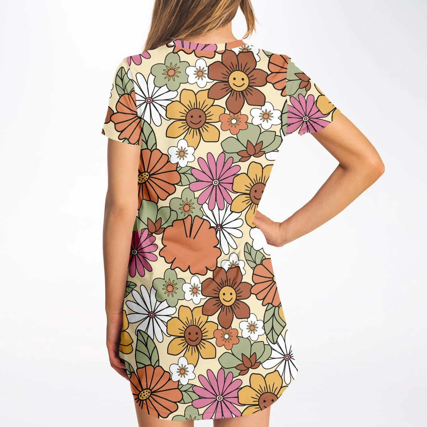 Hippie Flower Power Tshirt Dress