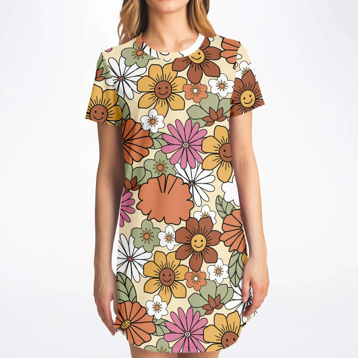Hippie Flower Power Tshirt Dress