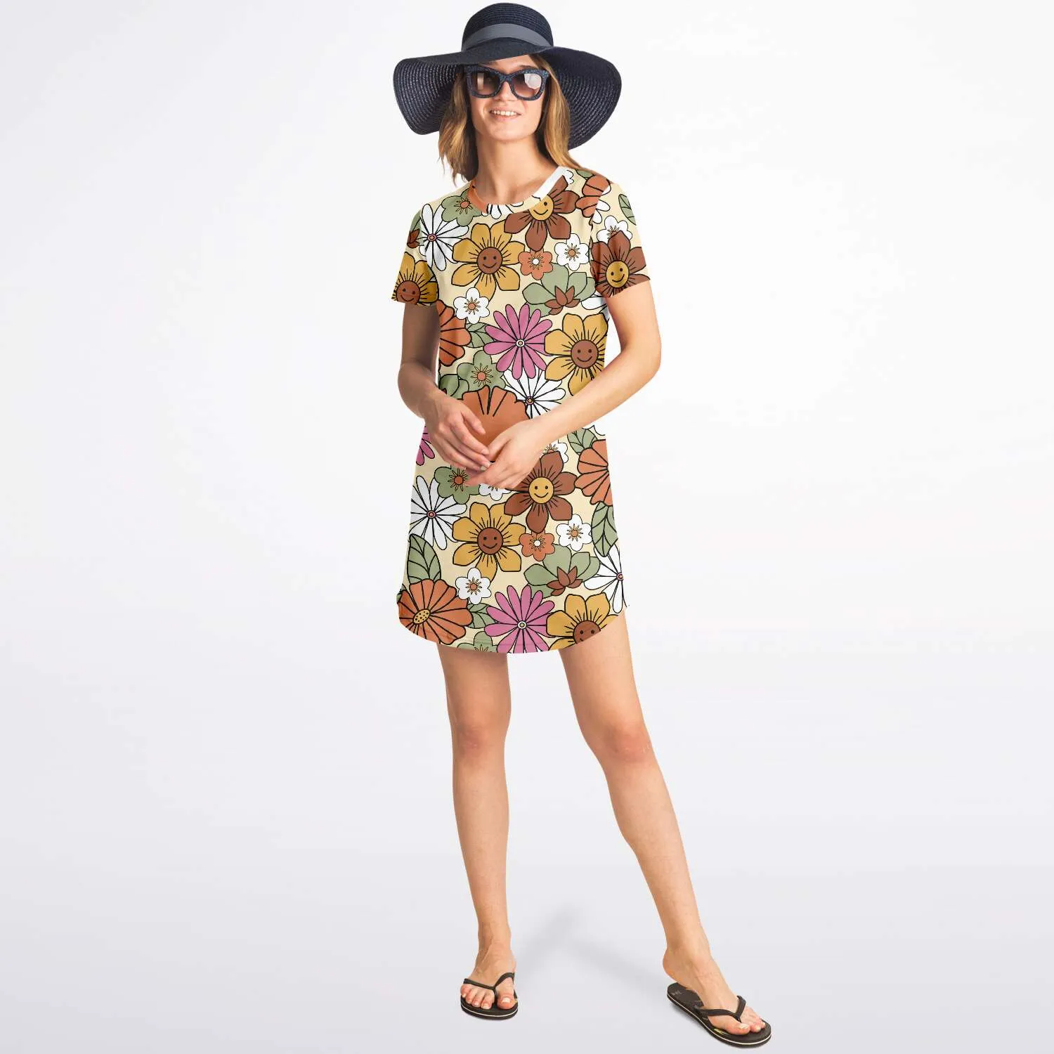 Hippie Flower Power Tshirt Dress