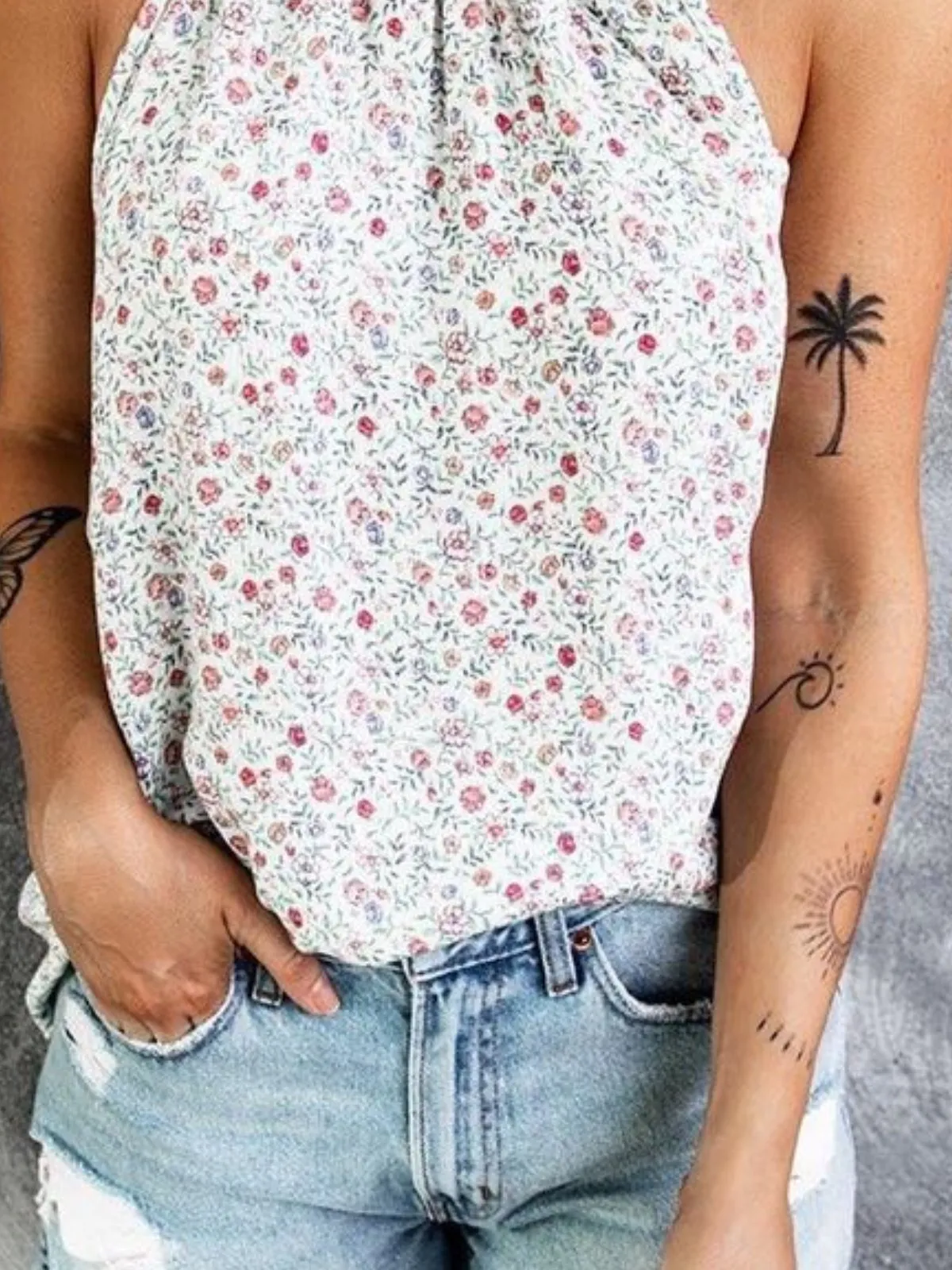 Holiday Printed  Sleeveless Tops