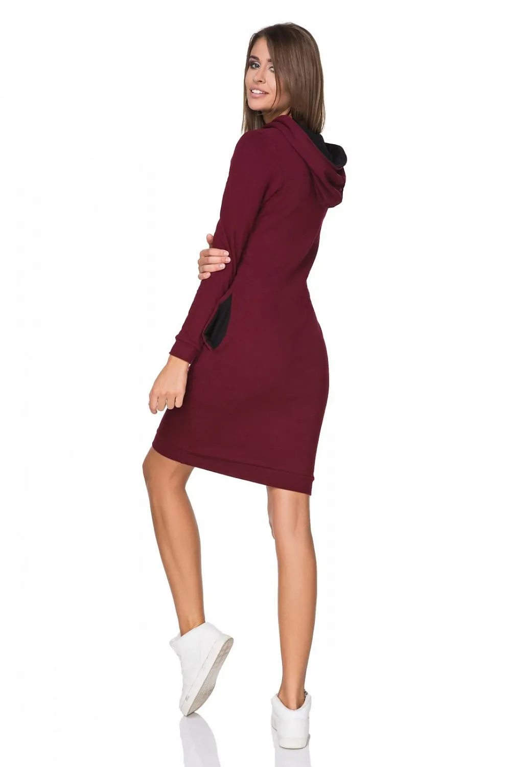 Hooded Sweatshirt Dress with Pockets