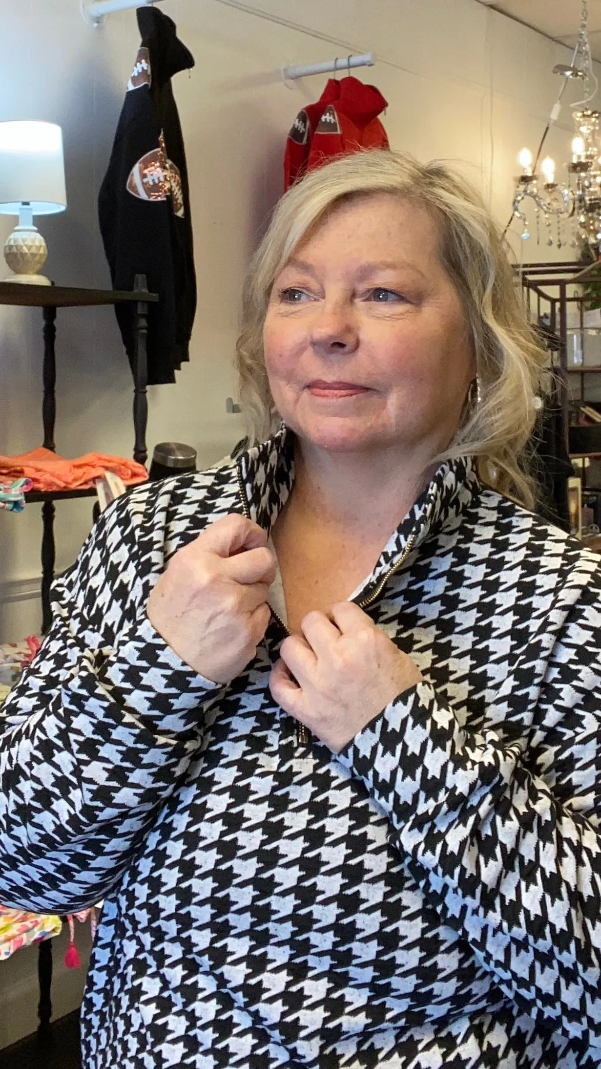 Hounds Tooth Quarter Zip