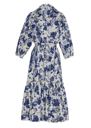 Hutton Dress (Eve Blue Hanging Orchids)