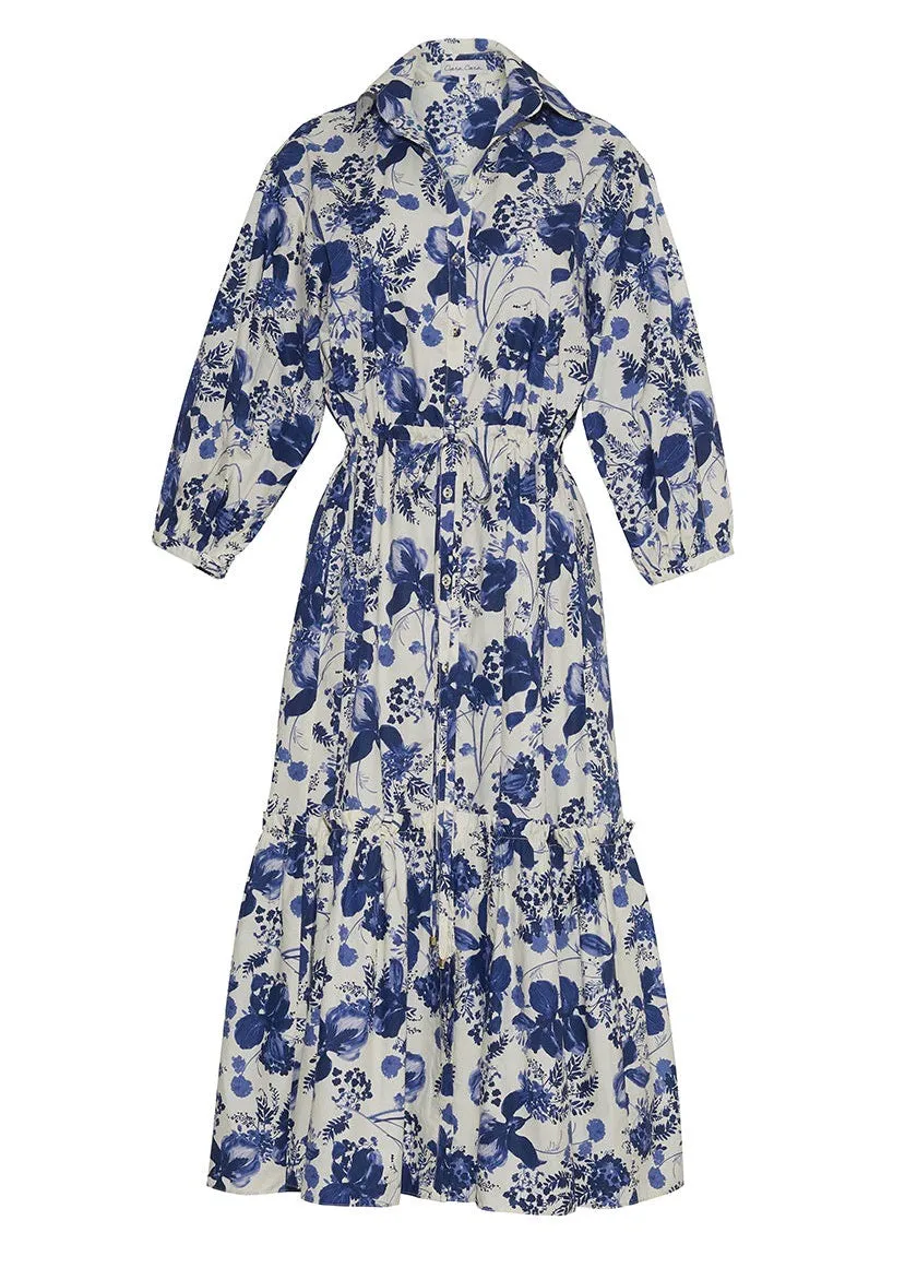 Hutton Dress (Eve Blue Hanging Orchids)