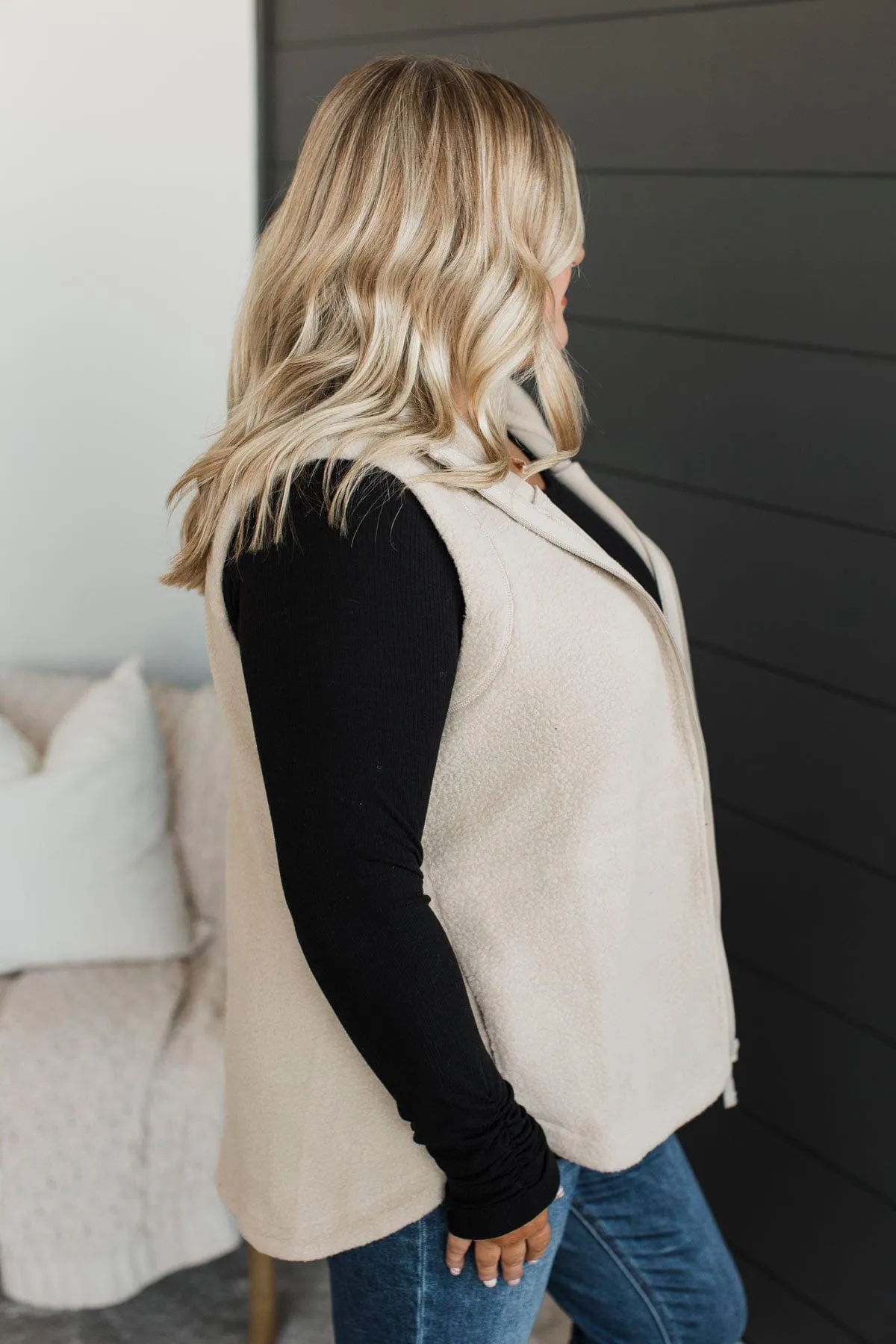 If You're Interested Teddy Fleece Vest- Oatmeal