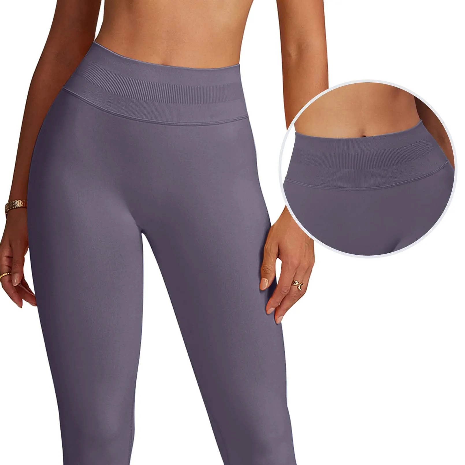 Impact Leggings for Women Seamless Workout Yoga Pants Hidden Scrunch Butt Tummy Control Gym Leggings Mid Low Waist 25" Truffle XS