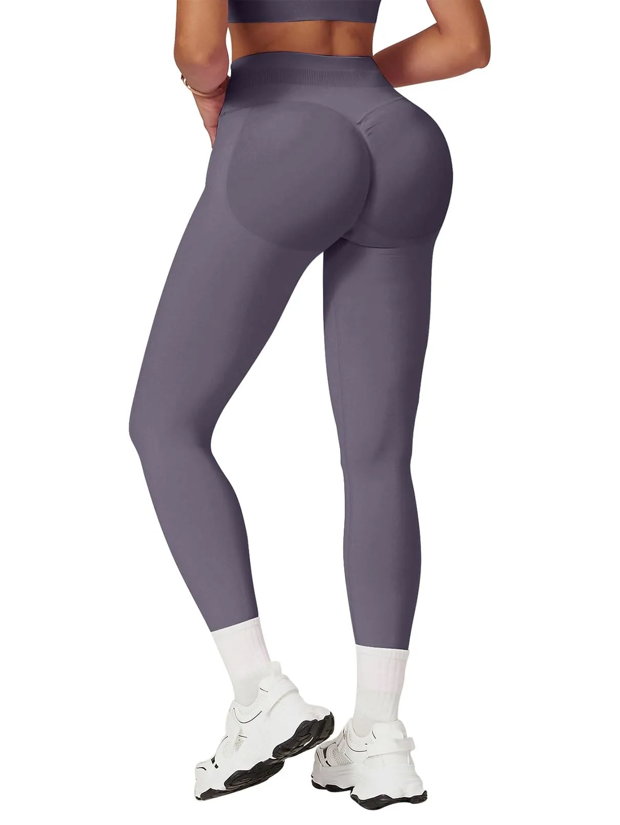 Impact Leggings for Women Seamless Workout Yoga Pants Hidden Scrunch Butt Tummy Control Gym Leggings Mid Low Waist 25" Truffle XS