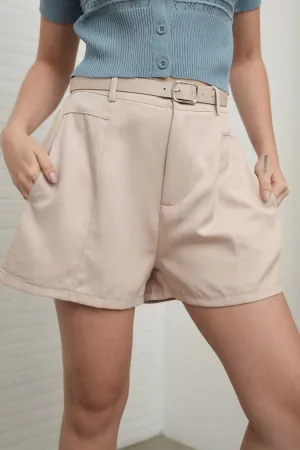 INEJ Belted Tailored Shorts (Khaki)