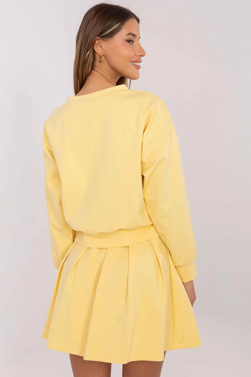 Italy Moda 2-piece Yellow Pleated Skirt Outfit Set