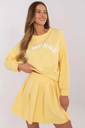 Italy Moda 2-piece Yellow Pleated Skirt Outfit Set