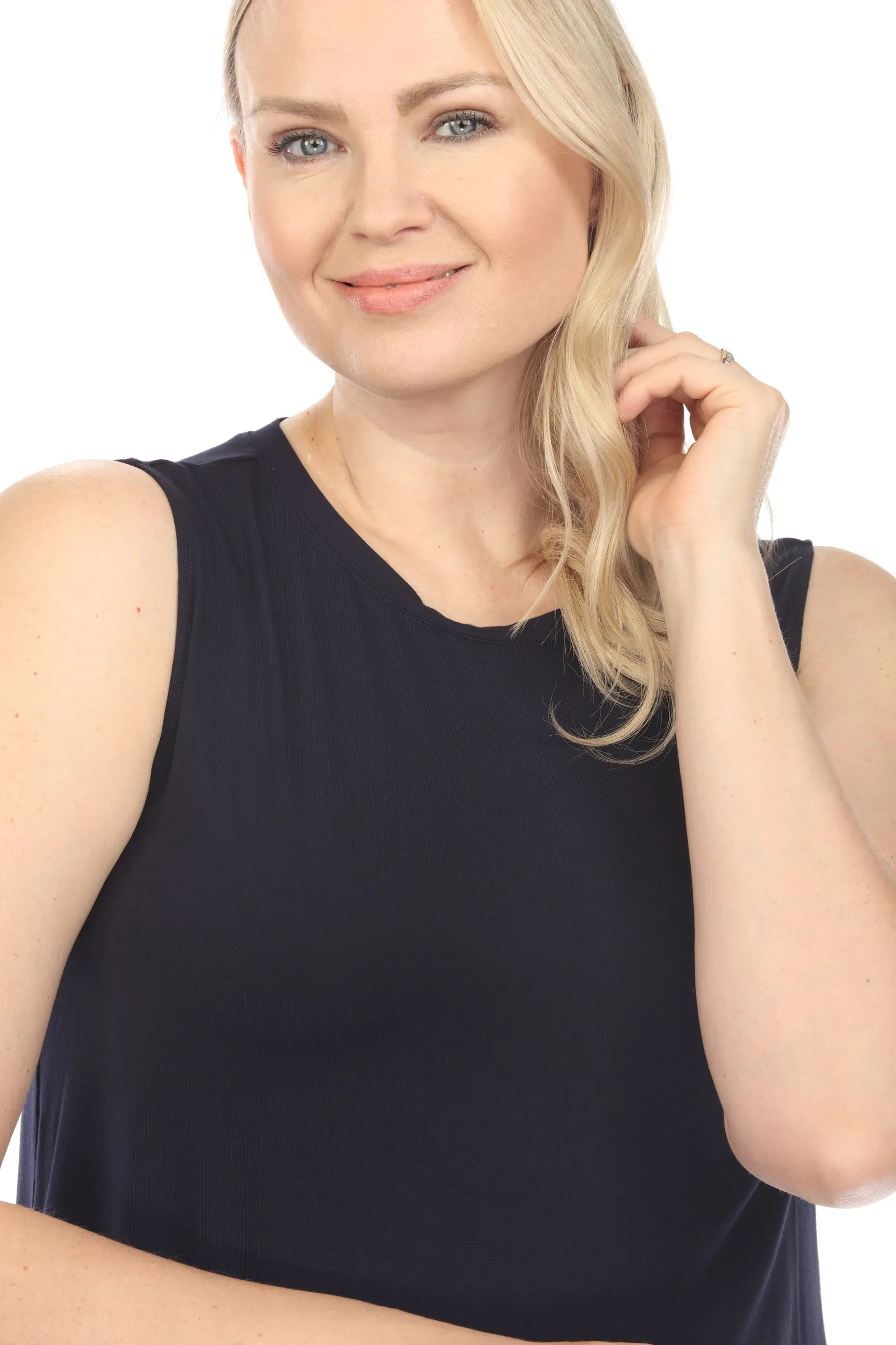 Joseph Ribkoff Midnight Blue Round Neck Sleeveless Tank Top 241289
