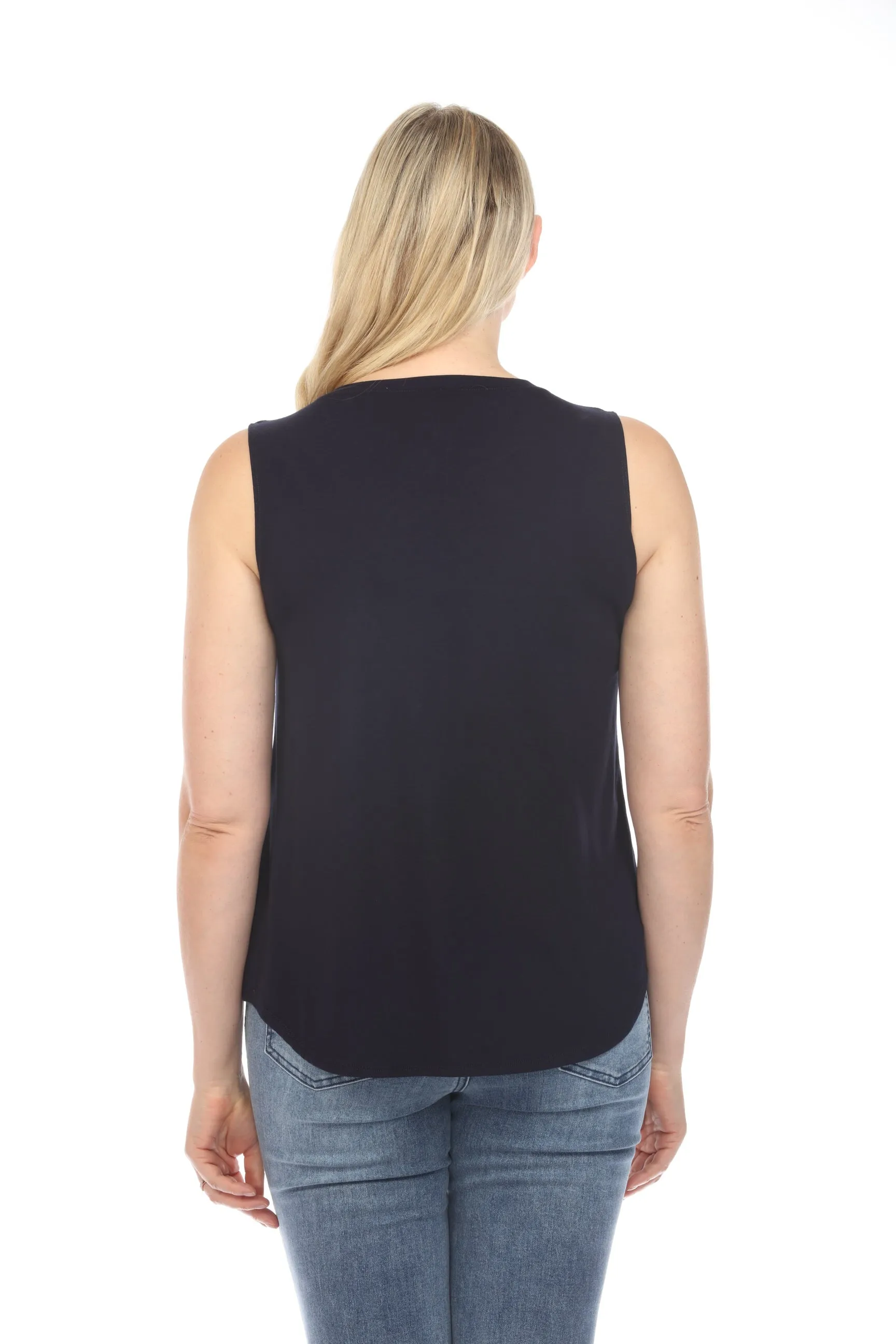 Joseph Ribkoff Midnight Blue Round Neck Sleeveless Tank Top 241289