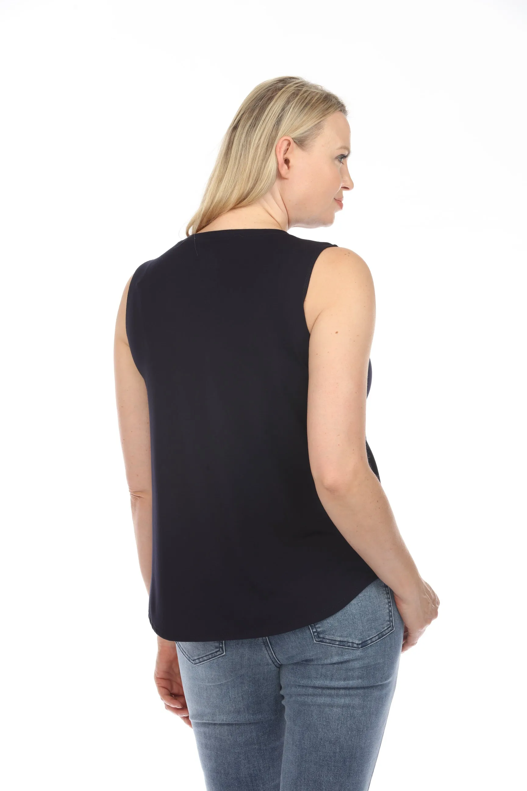 Joseph Ribkoff Midnight Blue Round Neck Sleeveless Tank Top 241289