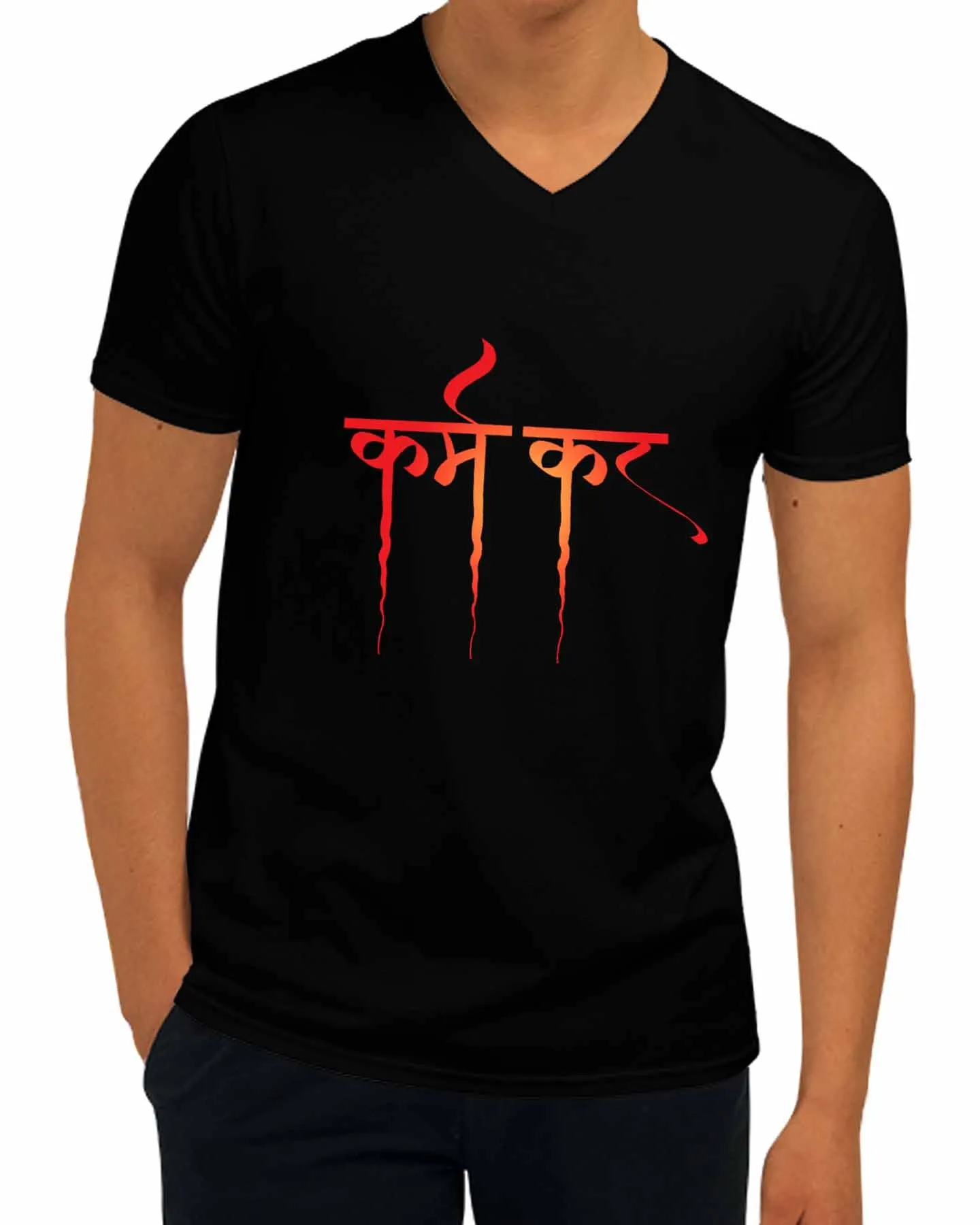 Karm Kar | V Neck, Sanskrit T-shirt