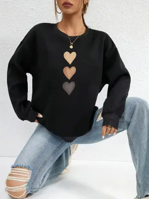 Katia® | Women's sweatshirt with three hearts printed, casual with long sleeves