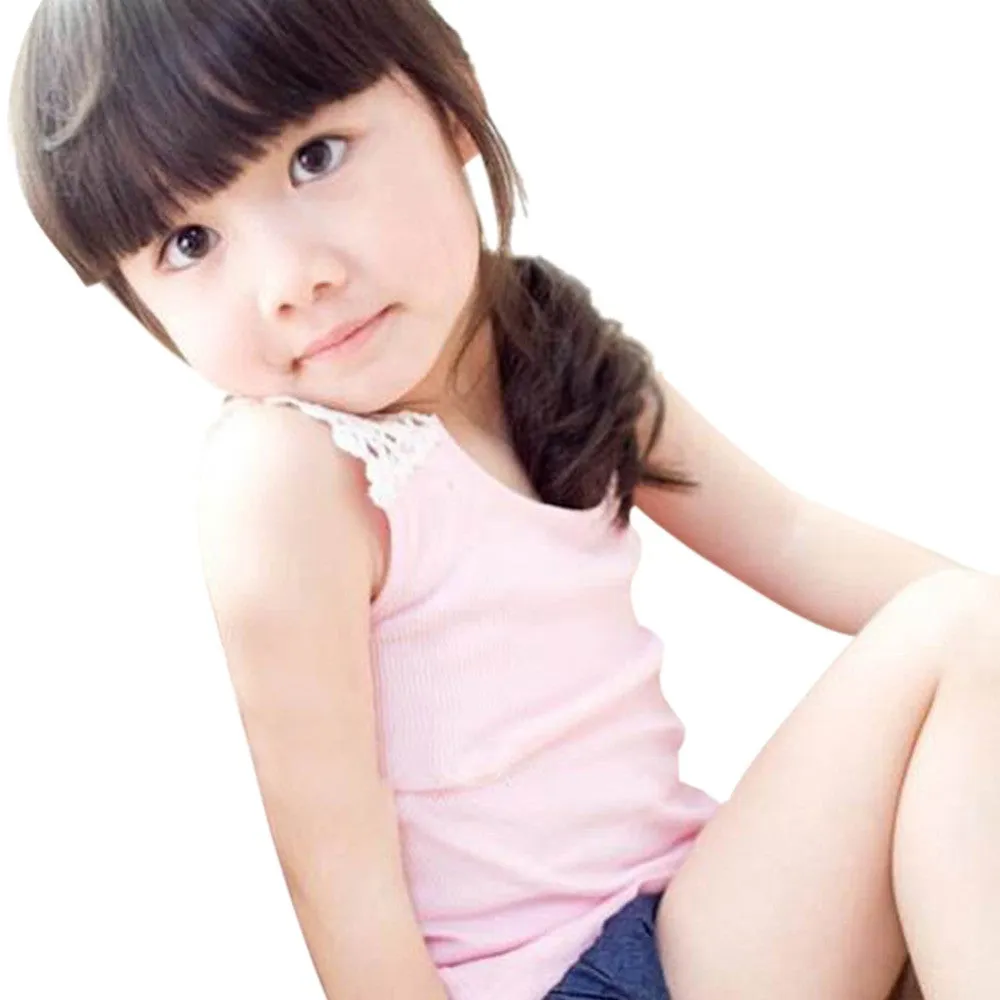Kids Girls Crochet Hollow Out Floral Tops T Shirts Vest T-shirts Candy Color 0-3 Years NW