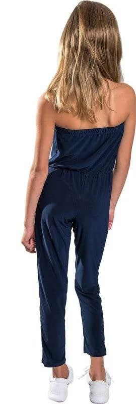 KIDS NAVY STRIPE SIDE JUMPSUIT