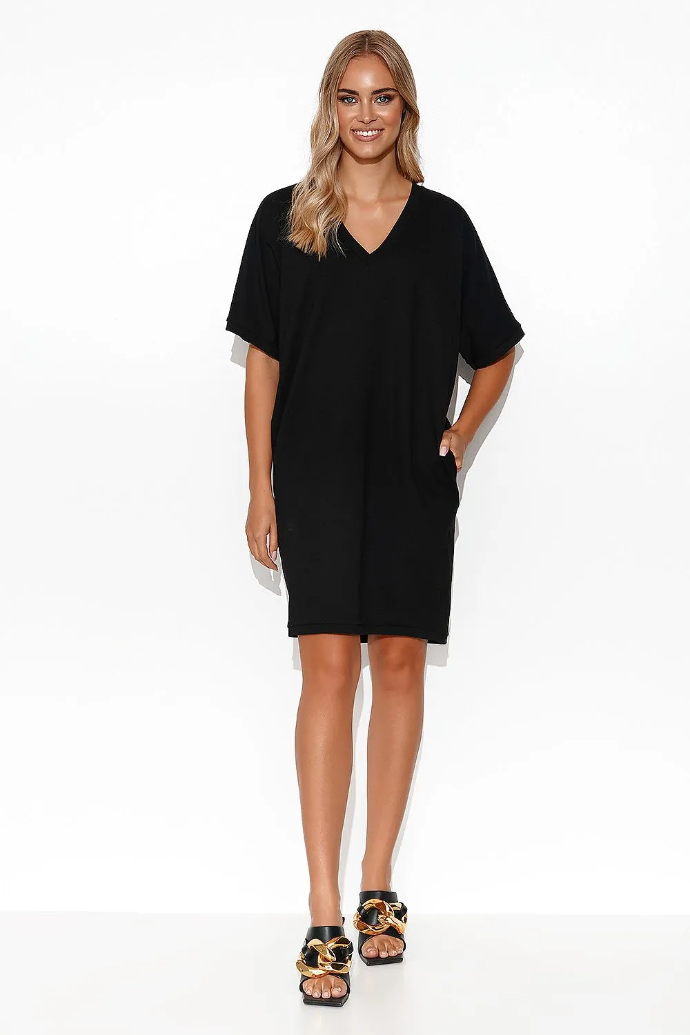 Kimono Cut Minimalist Sweatshirt Dress