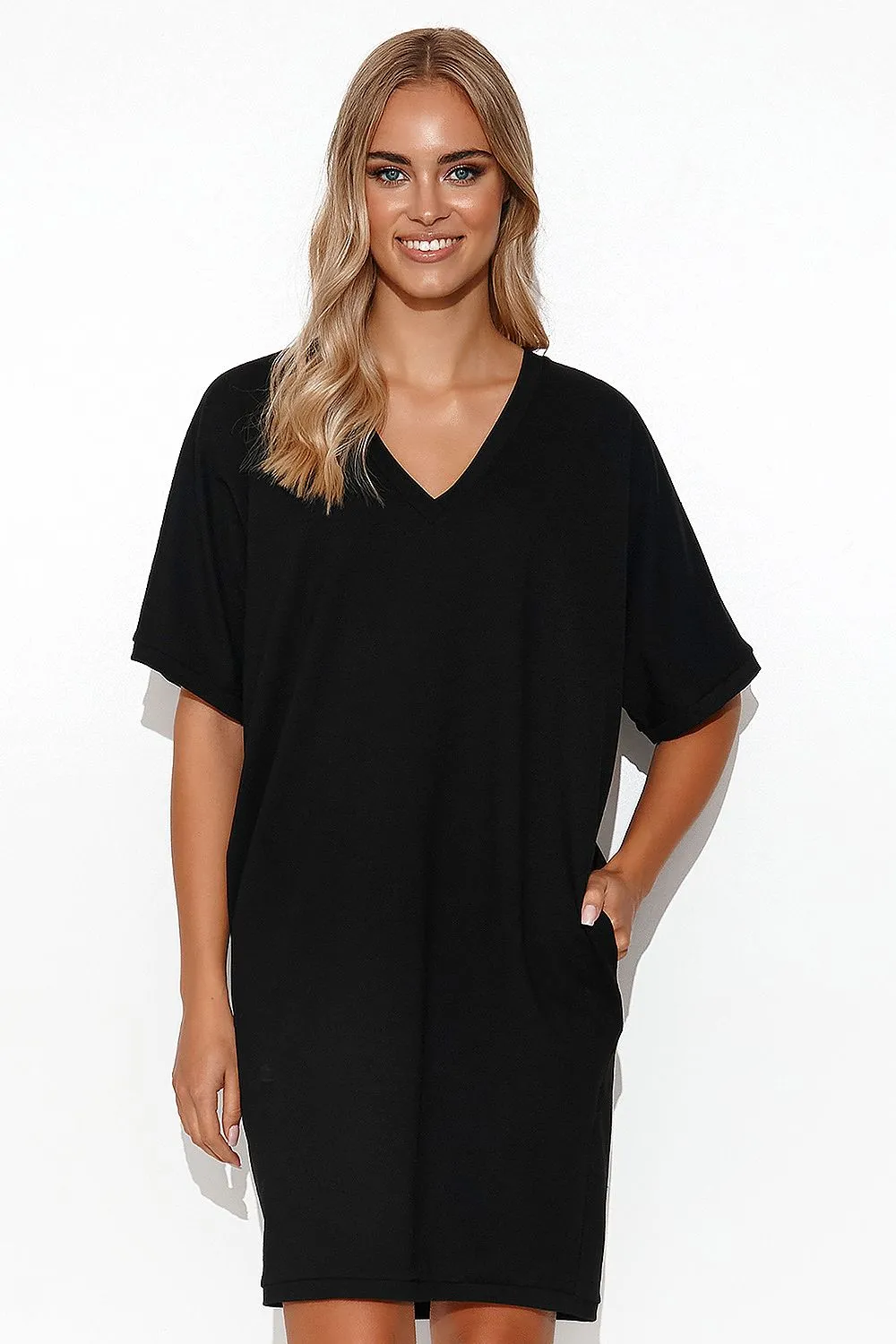 Kimono Cut Minimalist Sweatshirt Dress