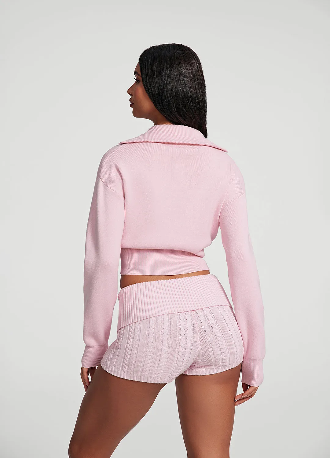 Knit Cropped Zip-Up Jacket