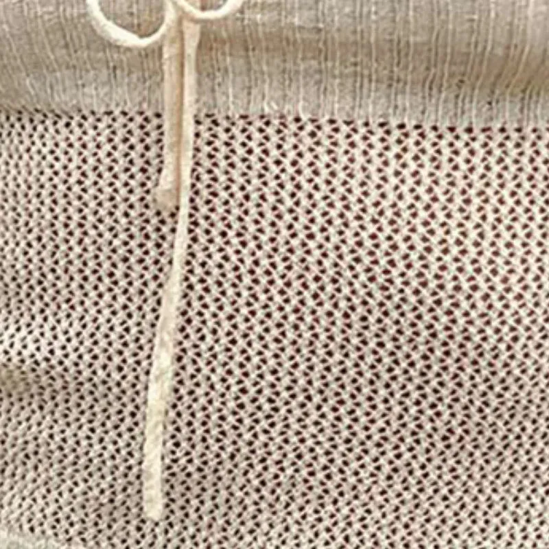 Knit Sheer Tie Up Front Top