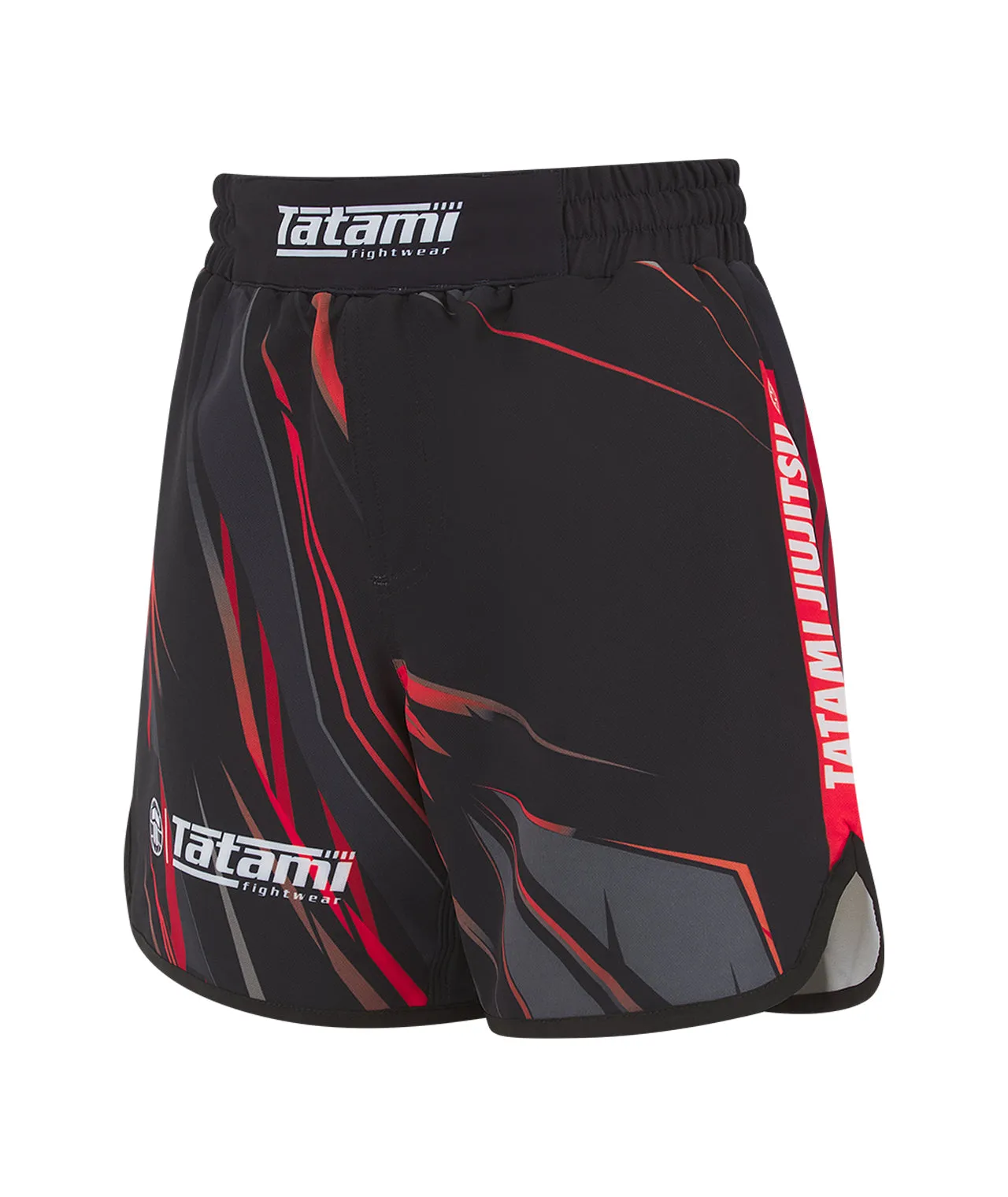 Ladies Abstract High Cut Shorts - Grey & Red