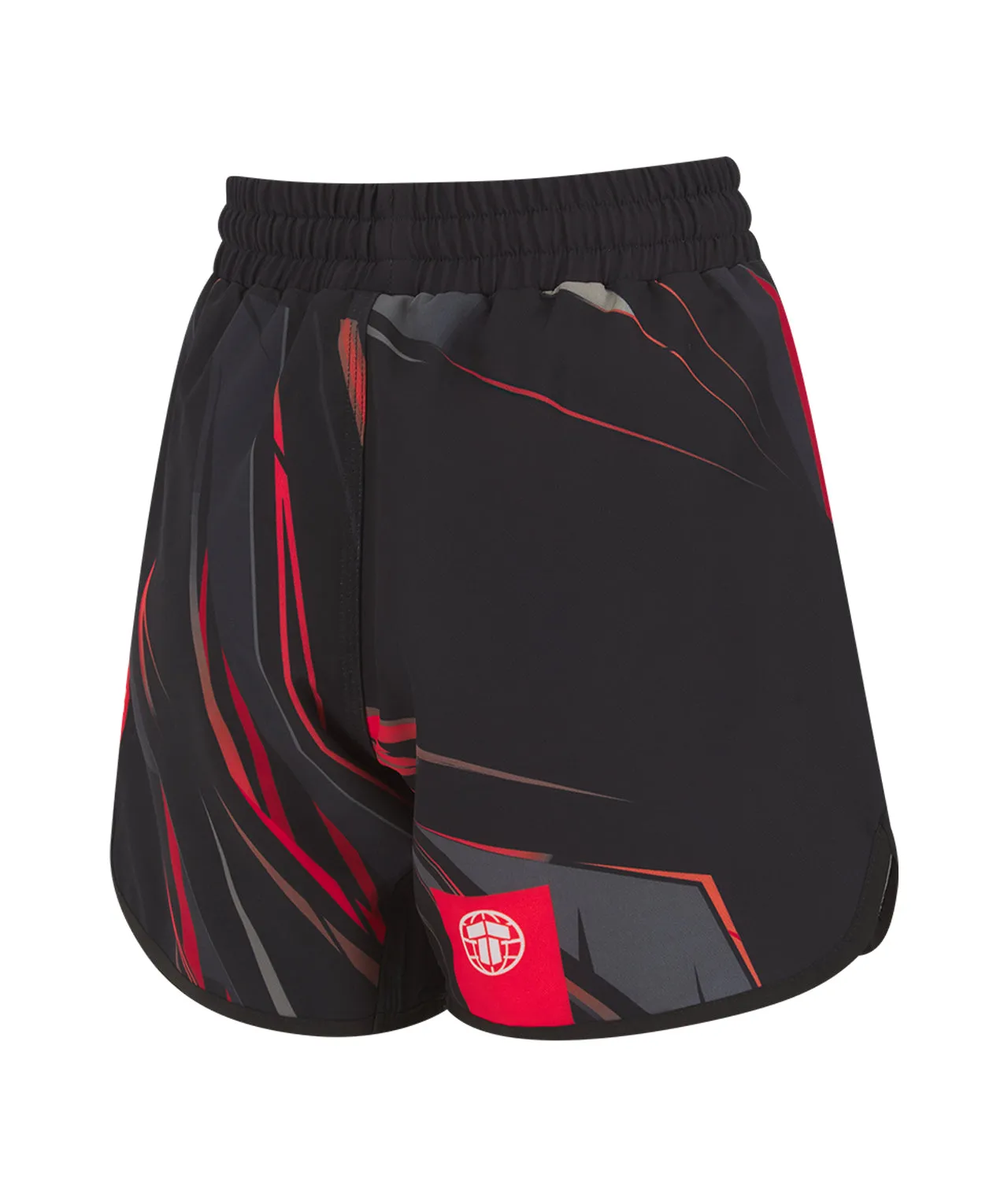 Ladies Abstract High Cut Shorts - Grey & Red