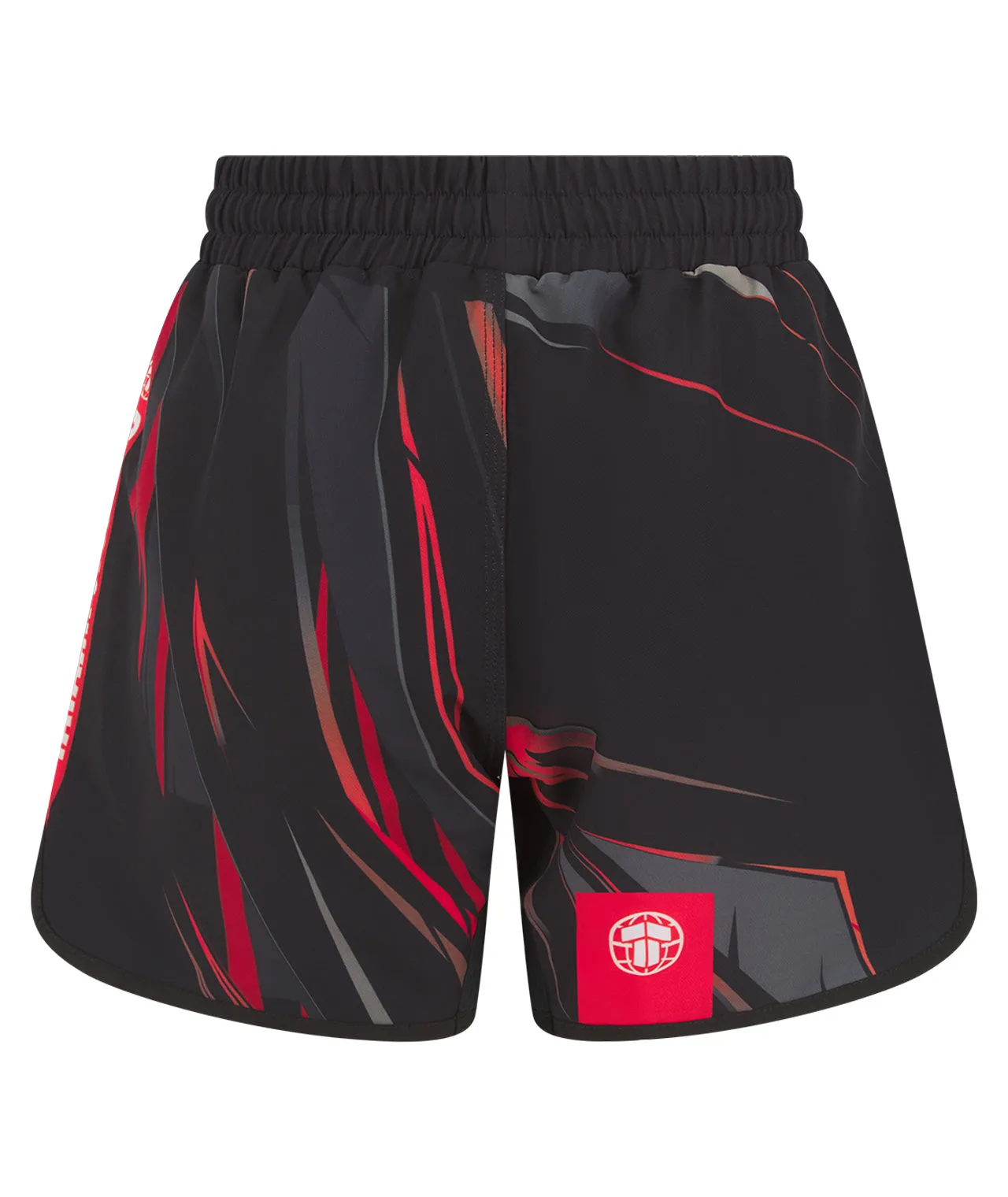 Ladies Abstract High Cut Shorts - Grey & Red