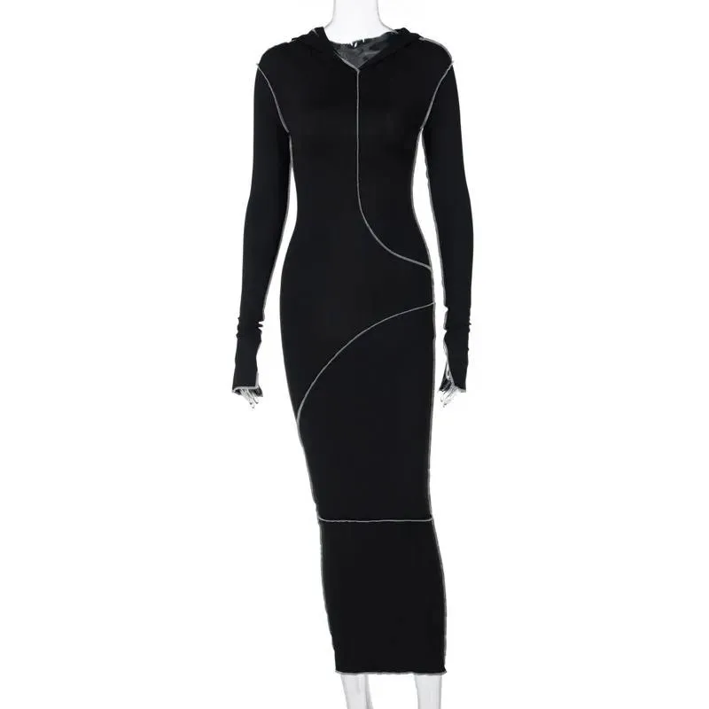 Ladies Fashion Warm Pullover Sweatshirt Dress Casual Long Sleeve Pullover Maxi Robes