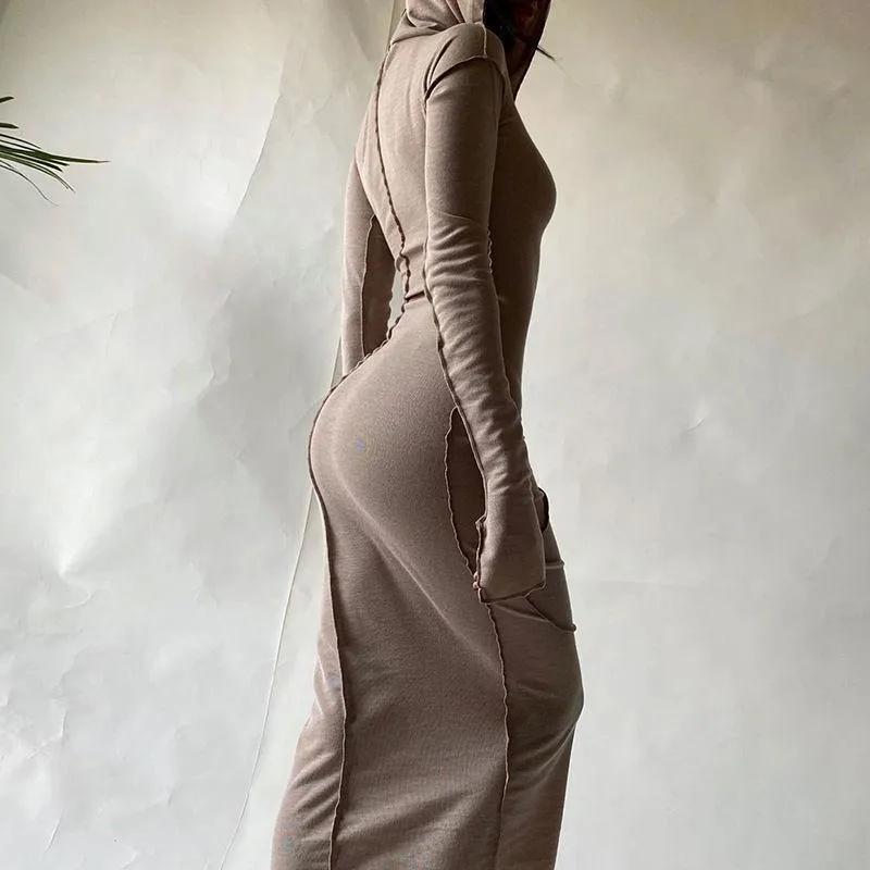Ladies Fashion Warm Pullover Sweatshirt Dress Casual Long Sleeve Pullover Maxi Robes