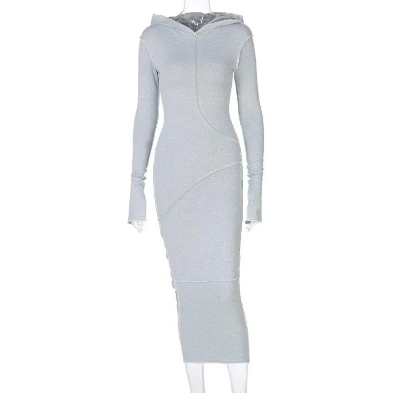 Ladies Fashion Warm Pullover Sweatshirt Dress Casual Long Sleeve Pullover Maxi Robes